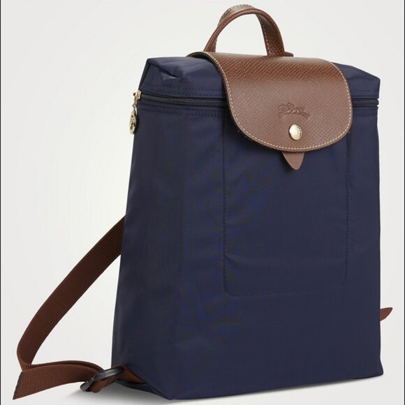 NEW LONGCHAMP LE PLIAGE ORIGINAL BACKPACK LEATHER CANVAS BLACK - Picture 2 of 7